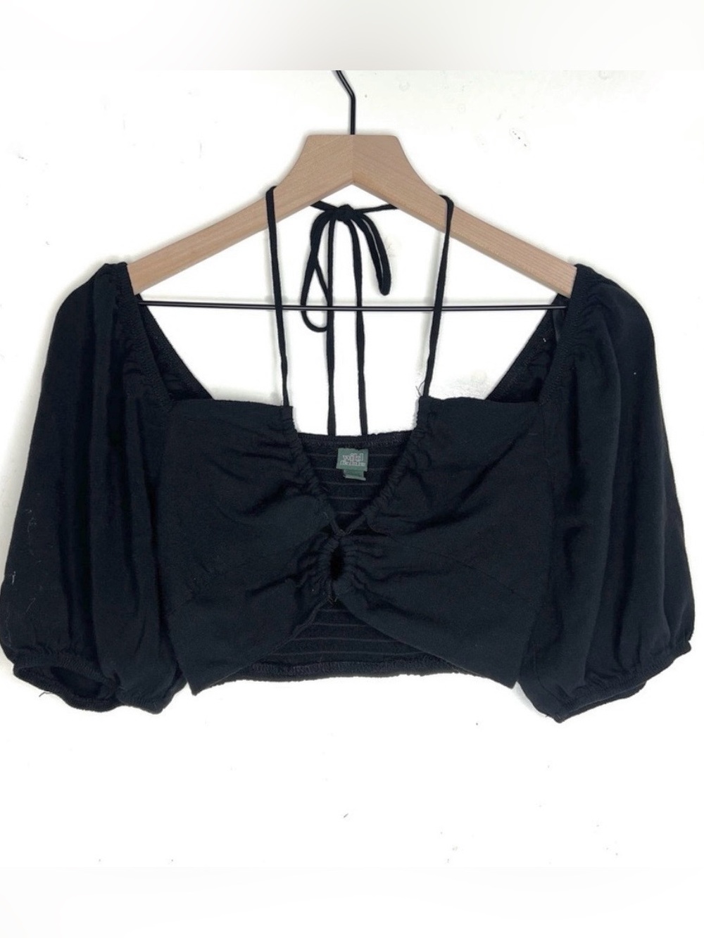 Wild Fable Crop Blouse Puffed Sleeves Black Festival Top Small